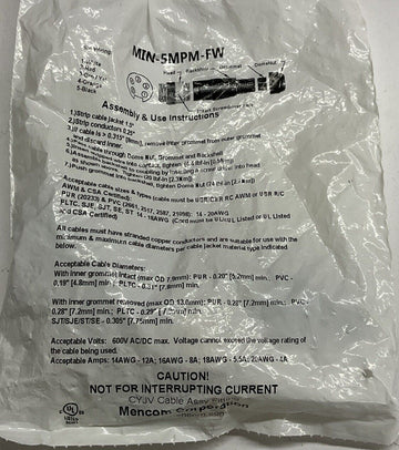 Mencom Min-5MPM-FW 7/8"-16 Male Straight 5-Pin Field Connector - 0