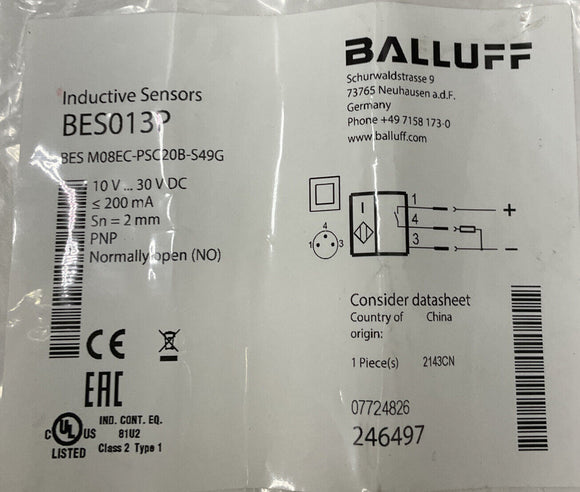 Balluff BES M08BC- PSC20B-549G Inductive Sensor 10-30VDC BES013P