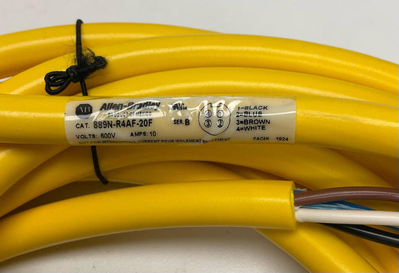 Allen Bradley 889N-R4AF-20F Female 90° 4-Pin Mini Single End 20 Ft. Cable