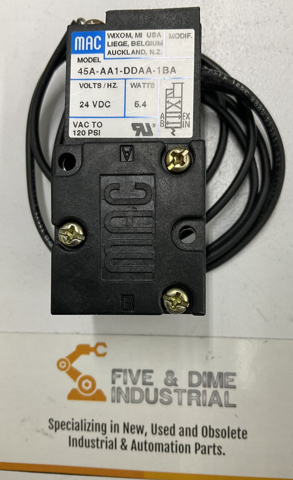 Mac 45A-AA1-DDAAA-1BA 24VDC Pneumatic Solenoid Valve