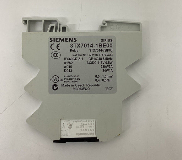 Siemens 3TX7014-1BE00 Din Mount Relay 115 Volts AC/DC