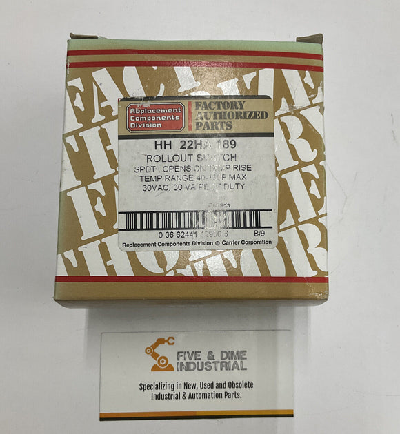 Carrier HH-22HA-189 190F Rollout Switch 40-150°F 30 VAC