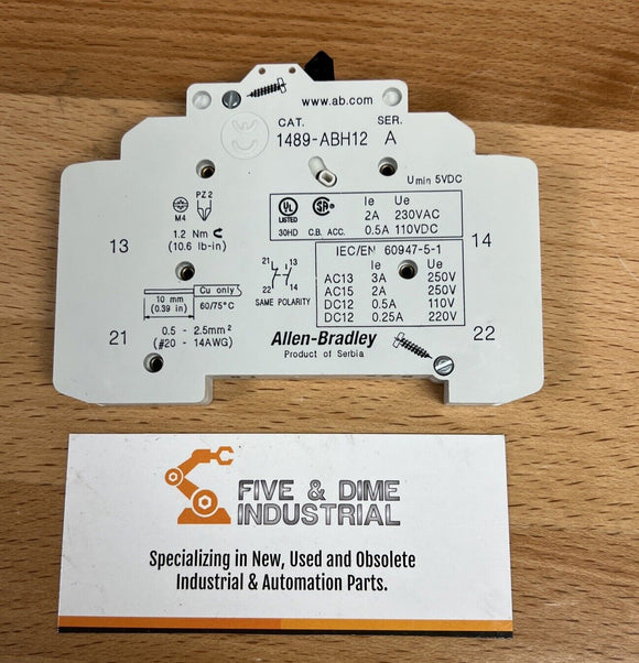 Allen Bradley 1489-ABH12 Series A  Auxiliary Switch