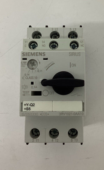 Siemens 3RV1021-0AA10 Motor Circuit Breaker 0.11-0.16 Amps