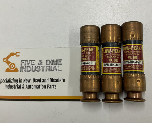 Bussmann  LPN RK-4SP Low Peak Fuses 4A 250VAC. Lot of 3