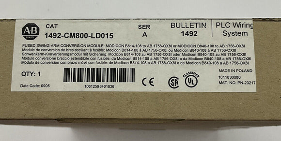 Allen Bradley 1492-CM800-LD015 Ser. A Fused Swing-Arm Conversion Module