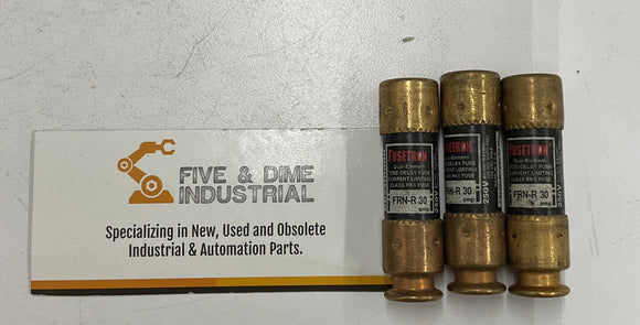 Bussmann Fusetron FRN-R-30 Time Delay Fuses 30A 250V Lot of 3