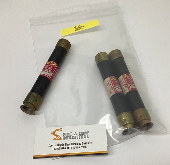 Bussmann Fusetron FRS-R-6-1/4 Time Delay Fuses 6-1/4A 600V Lot of (3)