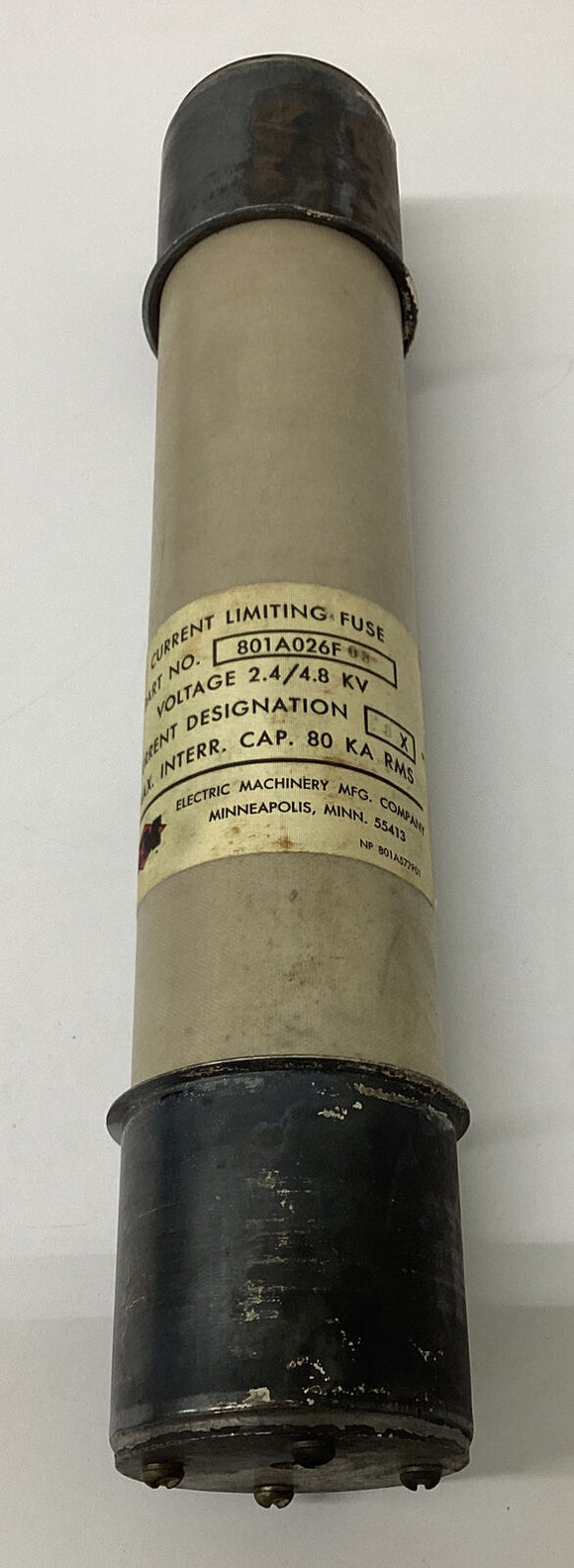 Electric Machinery EM 801A026F03  2.8 / 4.8 KV Current Limiting Fuse