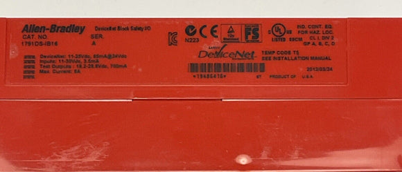 Allen Bradley 1791DS-IB16 Compact Block Guard I/O 16 Point Module Ser A