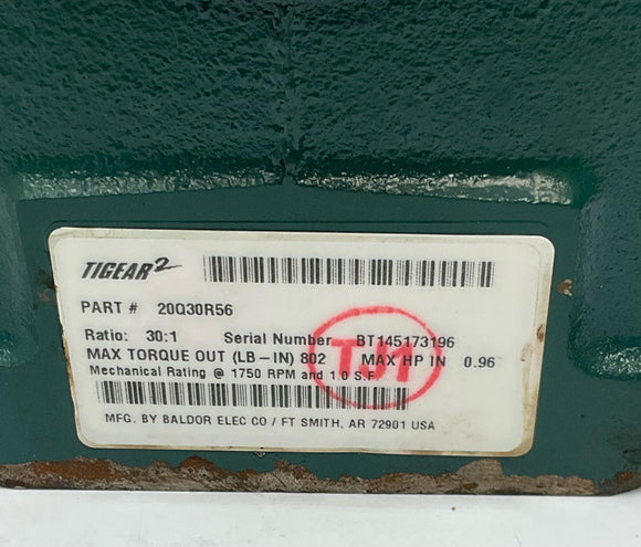 Dodge Tigear-2 20Q30R56 30:1 Gear Reducer 1" Output Shaft