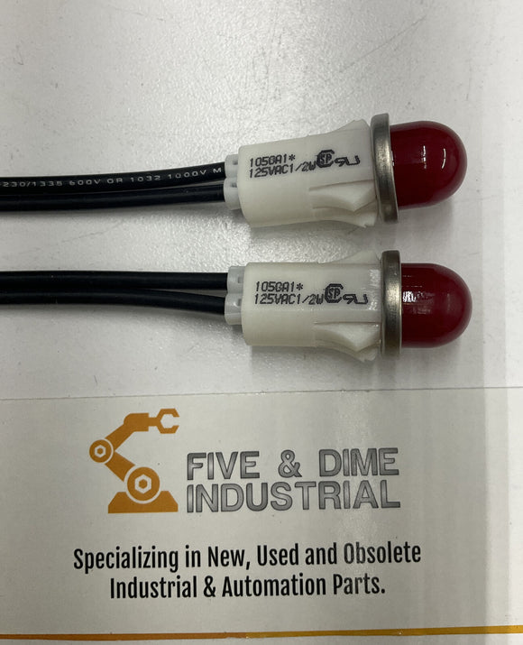 VCC Lot of 2 1050A1 / 18M7892 Red Wired 125 Vac Snap in Lamp