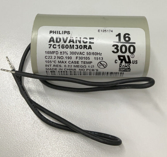 Philips Advance 7C160M30RA /16MFD / 300VAC Capacitor