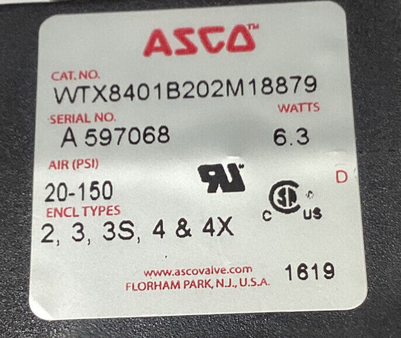 Asco 24401779 Thermoplastic Nema IV solenoid Valve 110/120 Vac