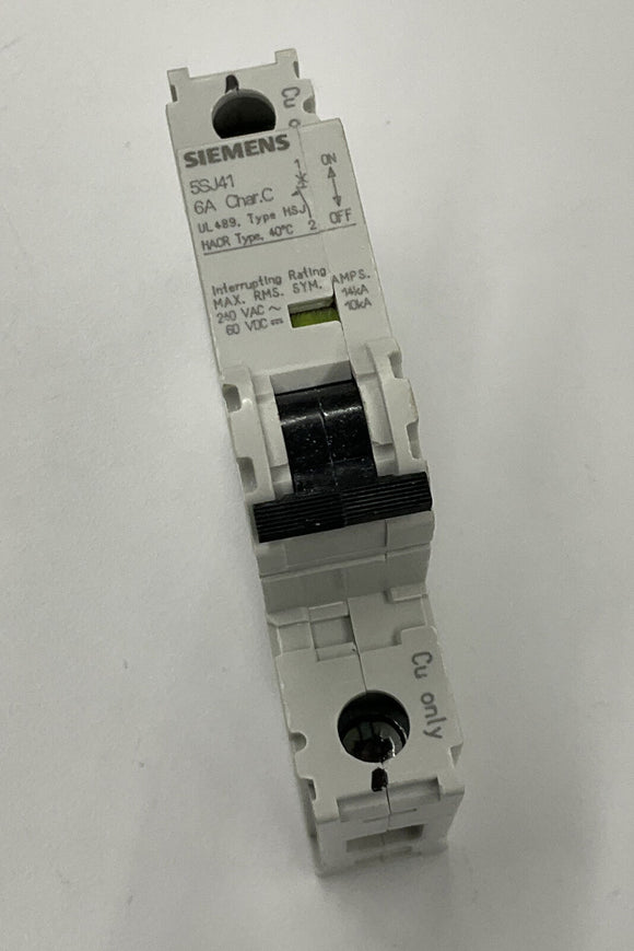 Siemens 5SJ4106-7HG40  HSJ Circuit Breaker 6 Amp Din Mount