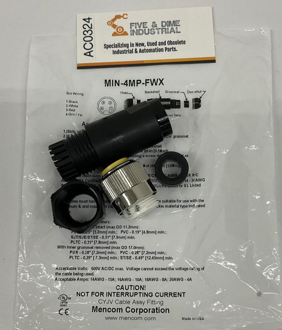 Mencom MIN-4MP-FWX 4-Pin Male 7/8" Field Wireable Connector