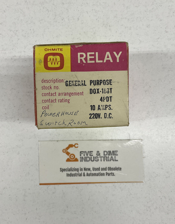 Ohmite Dox 188T 4PDT 10A 220 Volts DC Gen Purpose Relay