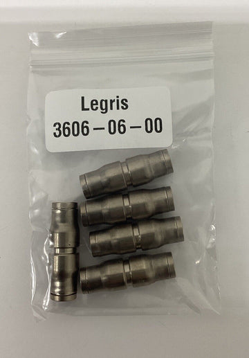 Legris 3606-06-00 Nickel Plated Brass Union 1/4'' OD Tube. Pkg of 5 - 0