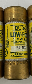 Bussmann LPJ-15SP Low Peak Fuses 15A. Lot of 3-3
