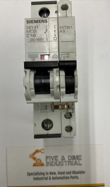 Siemens 5SY4110-7 Circuit Breaker w/ 5ST3010 Auxiliary Circuit Switch - 0