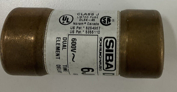 Siba 6J60D Duralim Dual Element Fuse 60A 600 Vac