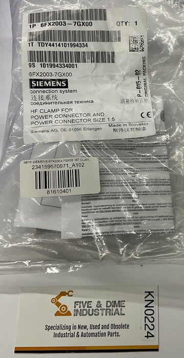 Siemens 6FX2003-7GX00 HF Clamp For Power Connector Size 1.5