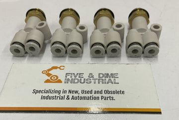 SMC KQZW04-V02 Lot of 4 One Touch Fitting Splitter 4mm 5/32" - 0