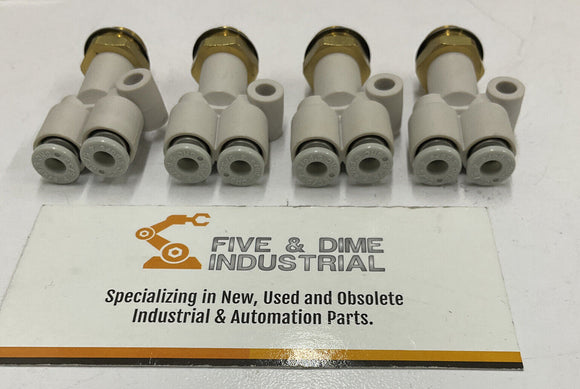 SMC KQZW04-V02 Lot of 4 One Touch Fitting Splitter 4mm 5/32"