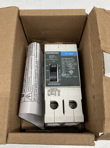 Siemens NGB2B020B  2-Pole 20 AMP 600V 14KA Circuit Breaker - 0