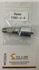 Parker 11343-4-6 Crimp Fitting 3/8 ID Hose x 1/4''-18 Metric-1