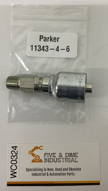Parker 11343-4-6 Crimp Fitting 3/8 ID Hose x 1/4''-18 Metric