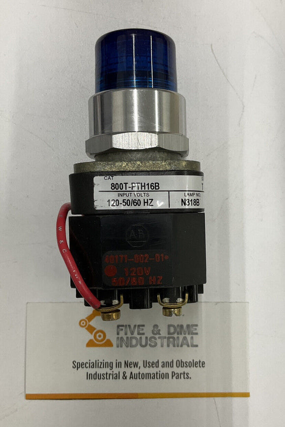 Allen Bradley 800T-PTH16B Pilot Light Type 4 120V Blue