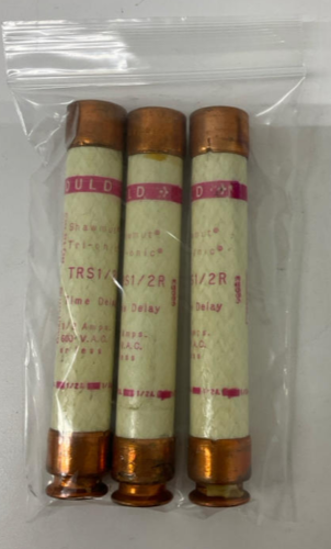Gould Shawmut TRS1/2R 1/2-Amp Time Delay Fuses 600VAC Lot of 3