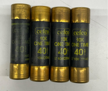Cefco 10KOTN40 Lot of 4 One-Time Fuses 40 Amps, 10KA - 0