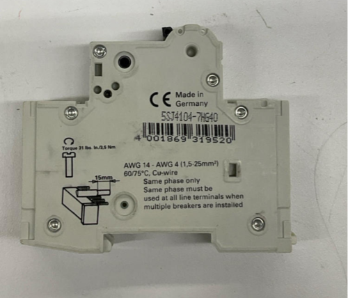 Siemens 5SJ4104-7HG40  Circuit Breaker 4-Amp 60VDC 240VAC