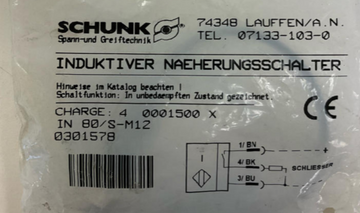 Schunk 0301578 Industrial Proximity Sensor M12 - 0
