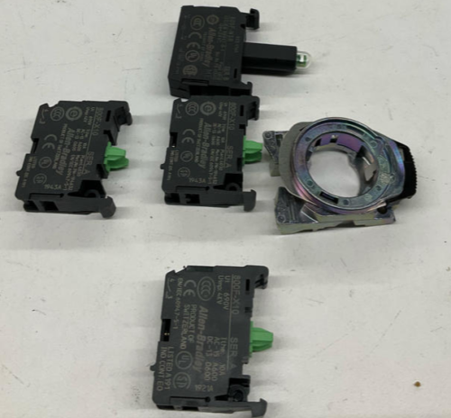 Allen Bradley 800F-MN3RX30 Red Led Back of Panel Lamp and Contacts 800F-X10