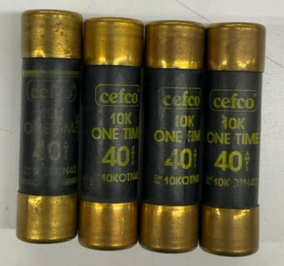 Cefco 10KOTN40 Lot of 4 One-Time Fuses 40 Amps, 10KA