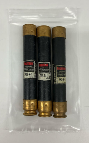 Bussmann FRS-R-1 Fusetron Lot of 3  1 Amp Fuses 600 VAC, 300 VDC