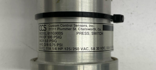 CCS 611G9005 Pressure Switch Proof 500 PSIG  125/250V, 30/125VDC