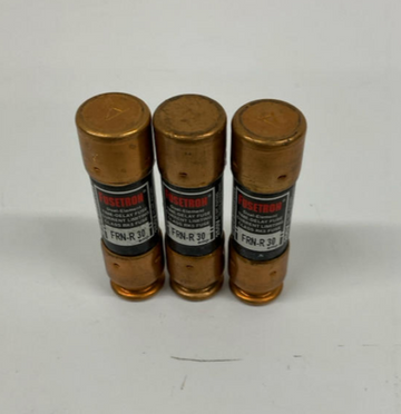 Bussmann FRN-R-30 Fusetron Lot of 3 Time Delay Fuses 250V, 30 Amp