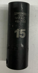 Armstrong 46-715 15mm Long 6-Point Impact Socket 3/8" Drive-1