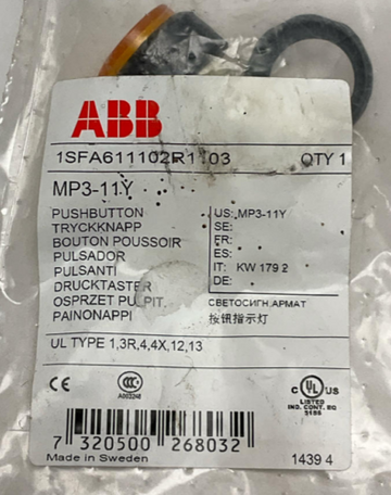 ABB MP3-11Y / 1SFA611102R1103 Yellow Push Button