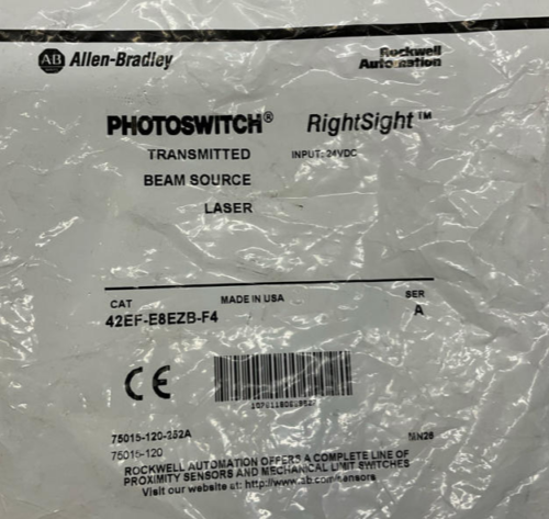 Allen Bradley 42EF-E8EZB-F4 Laser Transmitted Beam Sensor 24 VSC