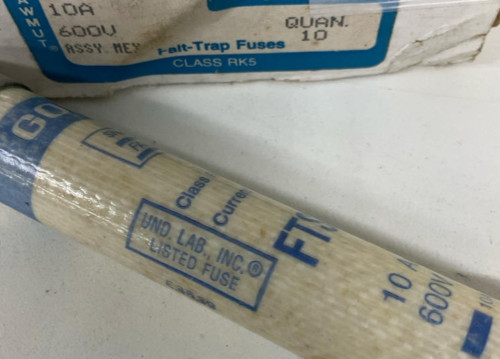 Gould Shawmut FTS10R Falt-Trap Fuses 10A, 600V. Box of 10