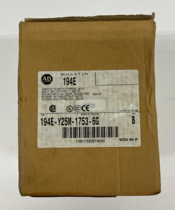 Allen Bradley 194E-Y25M-1753-6G, 25A, 3-Phase Thermoplastic Load Switch