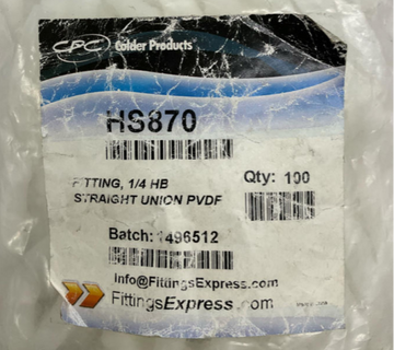 Colder Products HS870 Package of 100 Straight 1/4" Union Fittings - 0