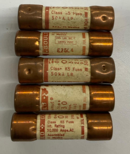 Gould Shawmut OT3O Package of 5 One Time Fuses 250 VAC, 30 Amps