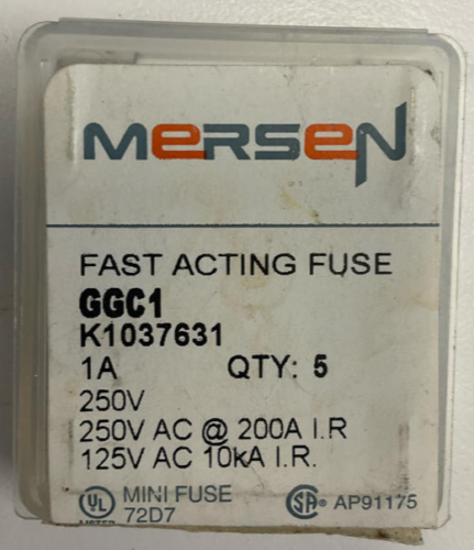 Mersen GGC1  1-Amp Fast Acting Fuses 125/250 VAC 5-Pack