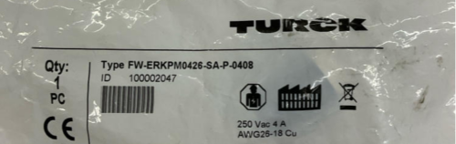 Turck FW-ERSPM0426-SA-P-0408 Field Connector M12, 4 Pin, 100002048